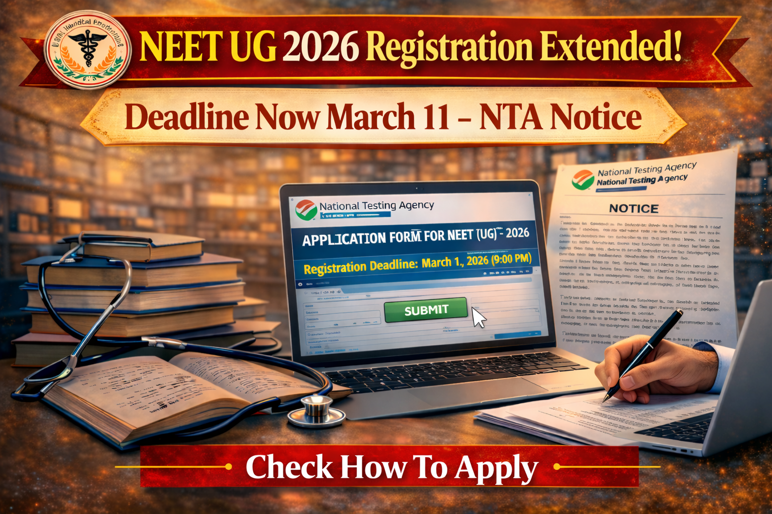 NEET UG 2026 Registration Deadline Extended to March 11: NTA Issues Notice, Check Details